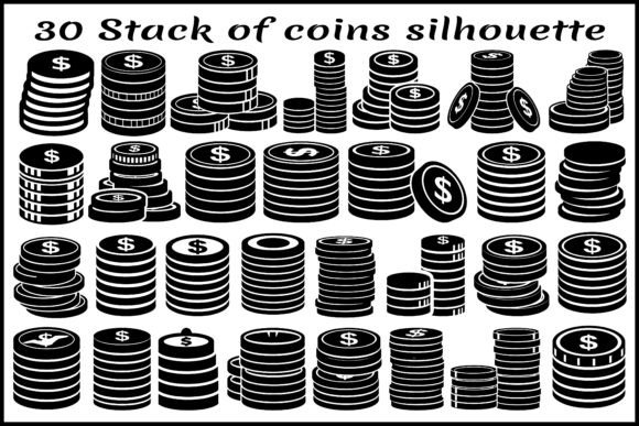 30 Stack of Coins Silhouette Icon Bundle: Graphics & Illustrations Review