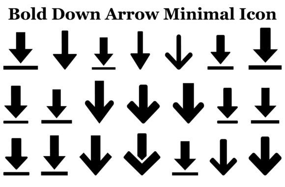 Bold Down Arrow Minimal Icon Bundle for Graphics and Icons