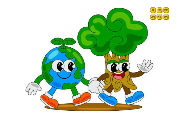 Cartoon Earth Character Vector Art 06 for Graphics and Illustrations
