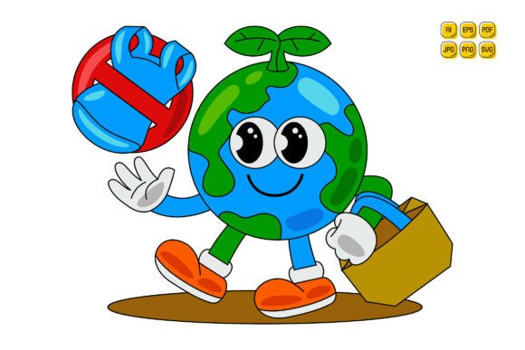 Cartoon Earth Character Vector Art 09: Graphics for Local Branding
