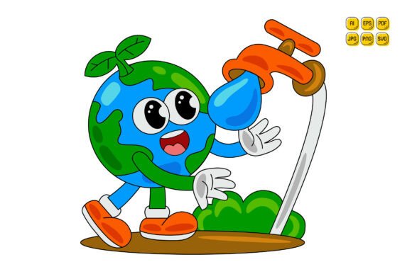 Cartoon Earth Character Vector Art 10: A Designer's Stitch Test