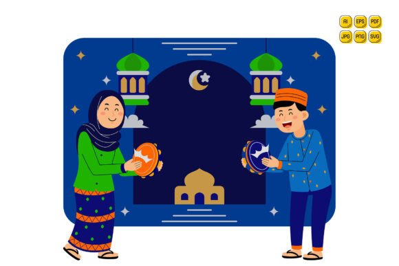 Celebrating Ramadan with Tambourines Graphics and Illustrations Review