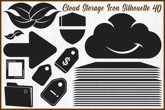 Cloud Storage Icon Silhouettes Bundle for Graphics and Crafts