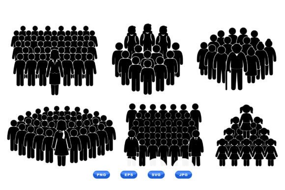 Crowd Silhouette Vector Set: Essential Graphics for Crafts