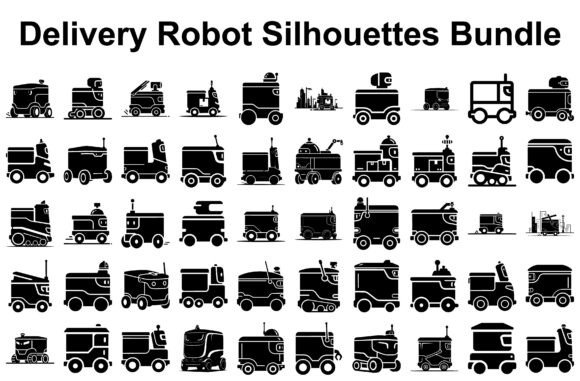 Delivery Robot Silhouettes Bundle: Modern Graphics and Illustrations for Publishing
