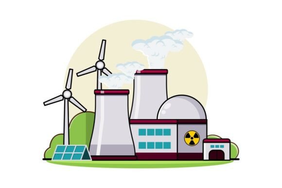 Energy Nuclear Power Plant Building Icon: Essential Graphics for Icons