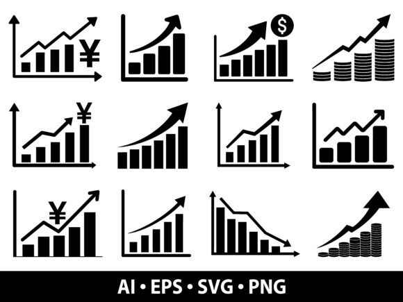 Financial Growth Chart SVG Bundle: Modern Graphics & Illustrations