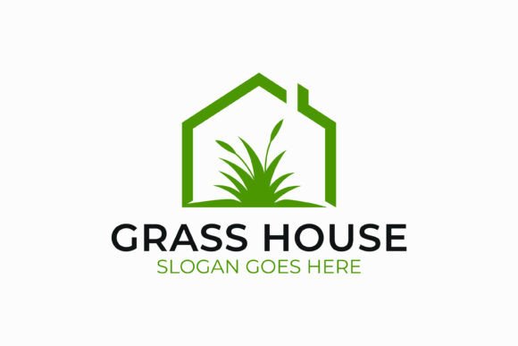 Grass House Logo Eco Friendly Living Graphics & Logo Templates