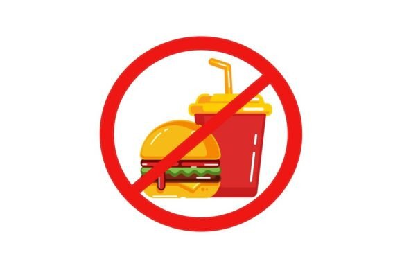 Icon Warning No Food Flat Design for Graphics and Icons