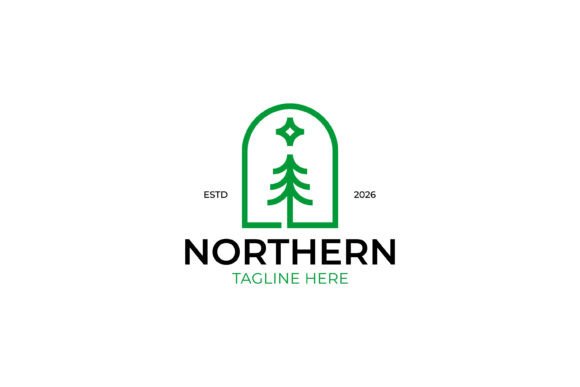 Northern Pine Tree Logo Nature Outdoor Graphics & Logo Templates