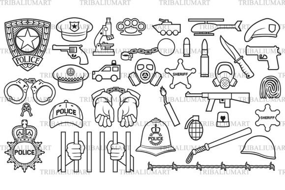 Police Icons Set - Law Enforcement Graphics for Digital Sellers