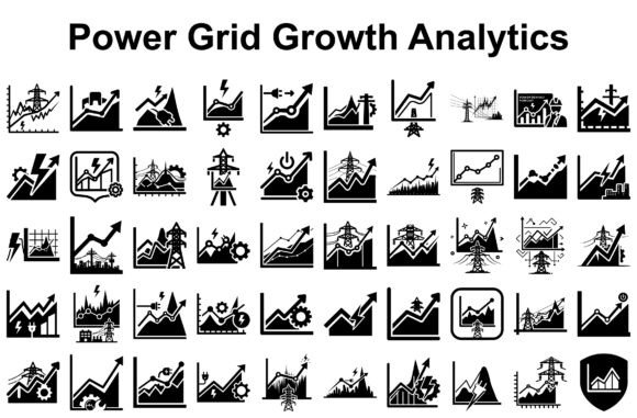 Power Grid Growth Analytics Silhouette Graphics and Illustrations