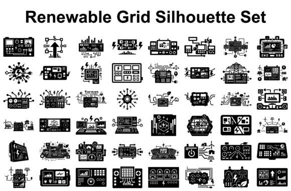 Renewable Grid Silhouette Set: Graphics & Illustrations Review