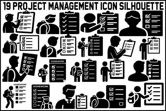 Reviewing 19 Project Management Silhouette Icons for Graphics and Crafts