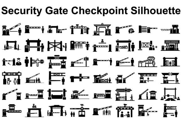 Security Gate Checkpoint Set: Graphics for Illustrations