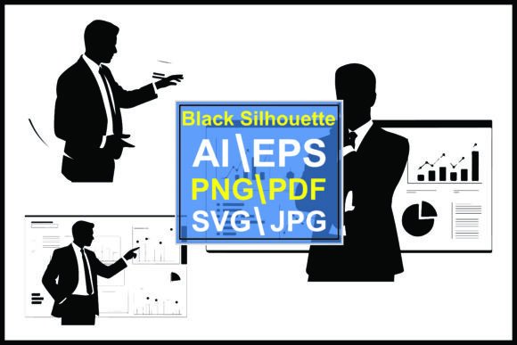 Silhouettes Businessman Presenting Data Graphics for Brand Illustrations