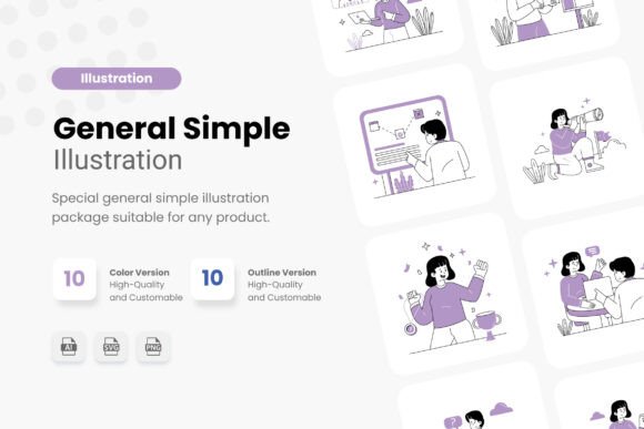 Simple Line Illustration General: A Review for Graphics and Illustrations Sellers
