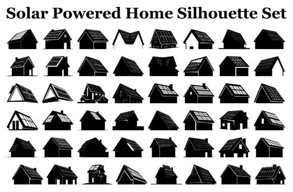 Solar Powered Home Silhouette Set for Graphics and Crafts