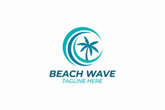 Tropical Beach Wave Logo Design Template for Graphics
