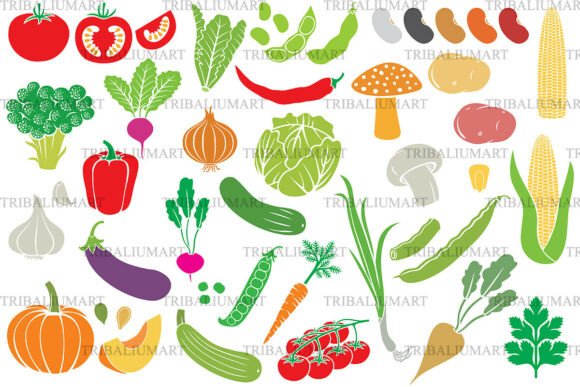 Vegetables Icon Set Graphics for Real Crafts
