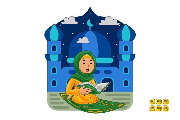 Woman Reading Quran on Prayer Mat Review
